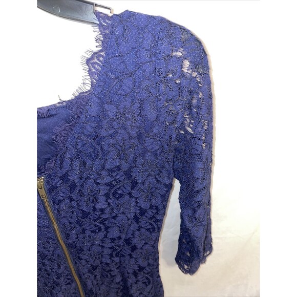 Diane Von Furstenberg Laced Dress Women’s Size 2 Blue 3/4 Sleeve MIDI - Picture 9 of 12